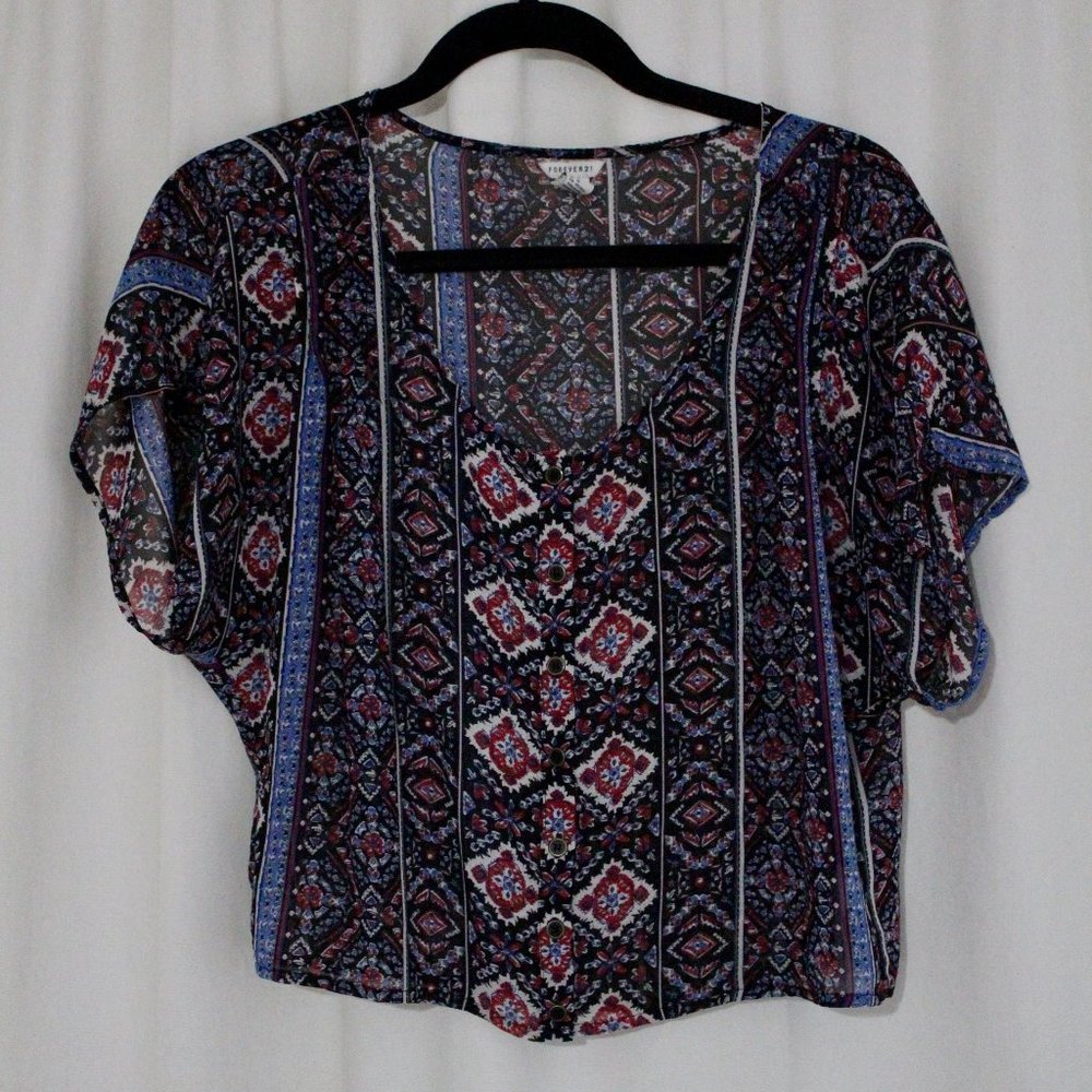 Women's Patterned Crop Blouse